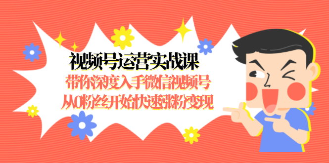 视频号运营实战课，带你深度入手微信视频号1.0，从0粉丝开始快速涨粉变现