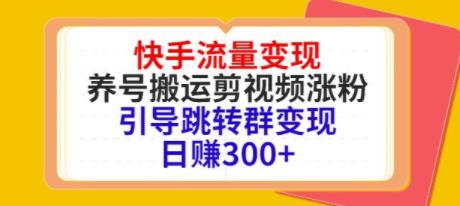 快手流量变现，养号搬运剪视频涨粉，引导跳转群变现日赚300+