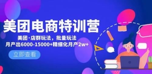 美团电商特训营：美团·店群玩法，无脑铺货月产出6000-15000 精细化月产2w 