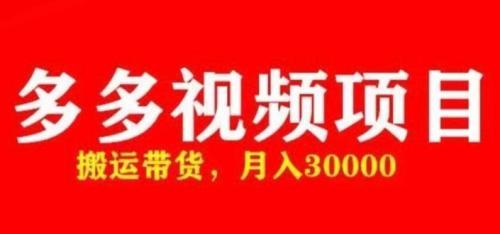 多多带货视频快速50爆款拿带货资格，搬运带货，月入30000【全套脚本 详细玩法】