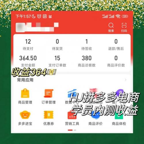 2023拼多多电商项目，稳定一天300～3000 ，门槛低，出单快，一部手机即可完成