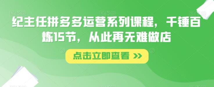 拼多多运营系列课程，千锤百炼15节，从此再无难做店