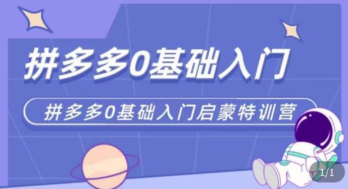 拼多多运营0-1实操特训营，拼多多从基础到进阶的可实操玩法