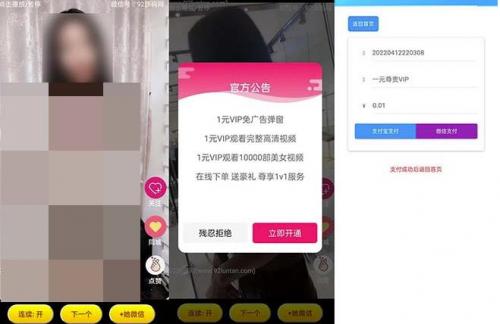 视频打赏/付费视频引流吸粉/定时弹窗广告 自带视频 支付接口 源码自适应