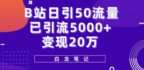 B站日引50 流量，实战已引流5000 变现20万，超级实操课程