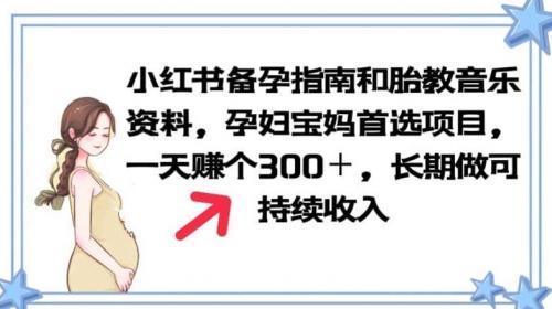 小红书备孕指南和胎教音乐资料孕妇宝妈首选项目一天赚个300＋长期可做【揭秘】