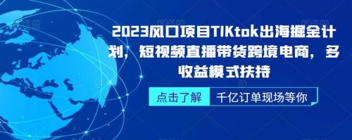 2023风口项目TikTok出海掘金计划，短视频直播带货跨境电商，多收益模式扶持-有为创业网